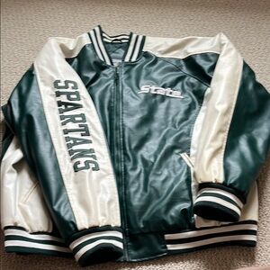 Vintage leather Michigan state bomber jacket